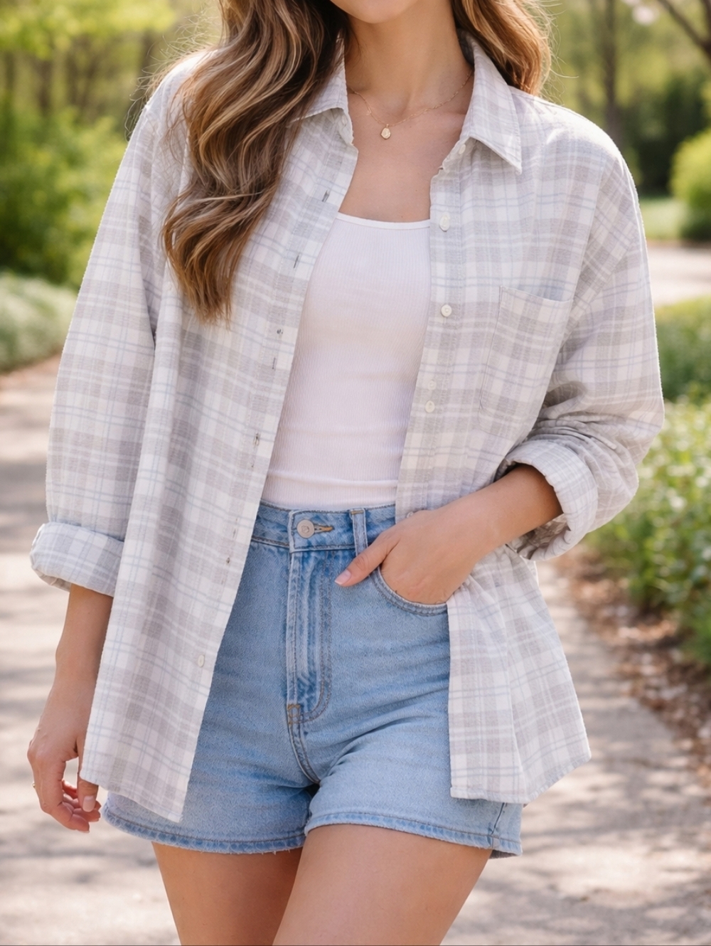 Roots Light Gray Plaid Button-Up Shirt